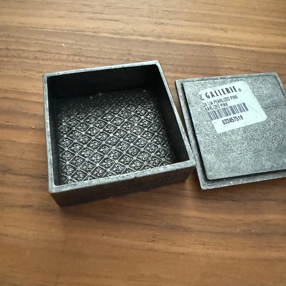 Z Gallerie Axco Vintage Pewter W/enamel & Bejeweled Trinket Jewelry Box